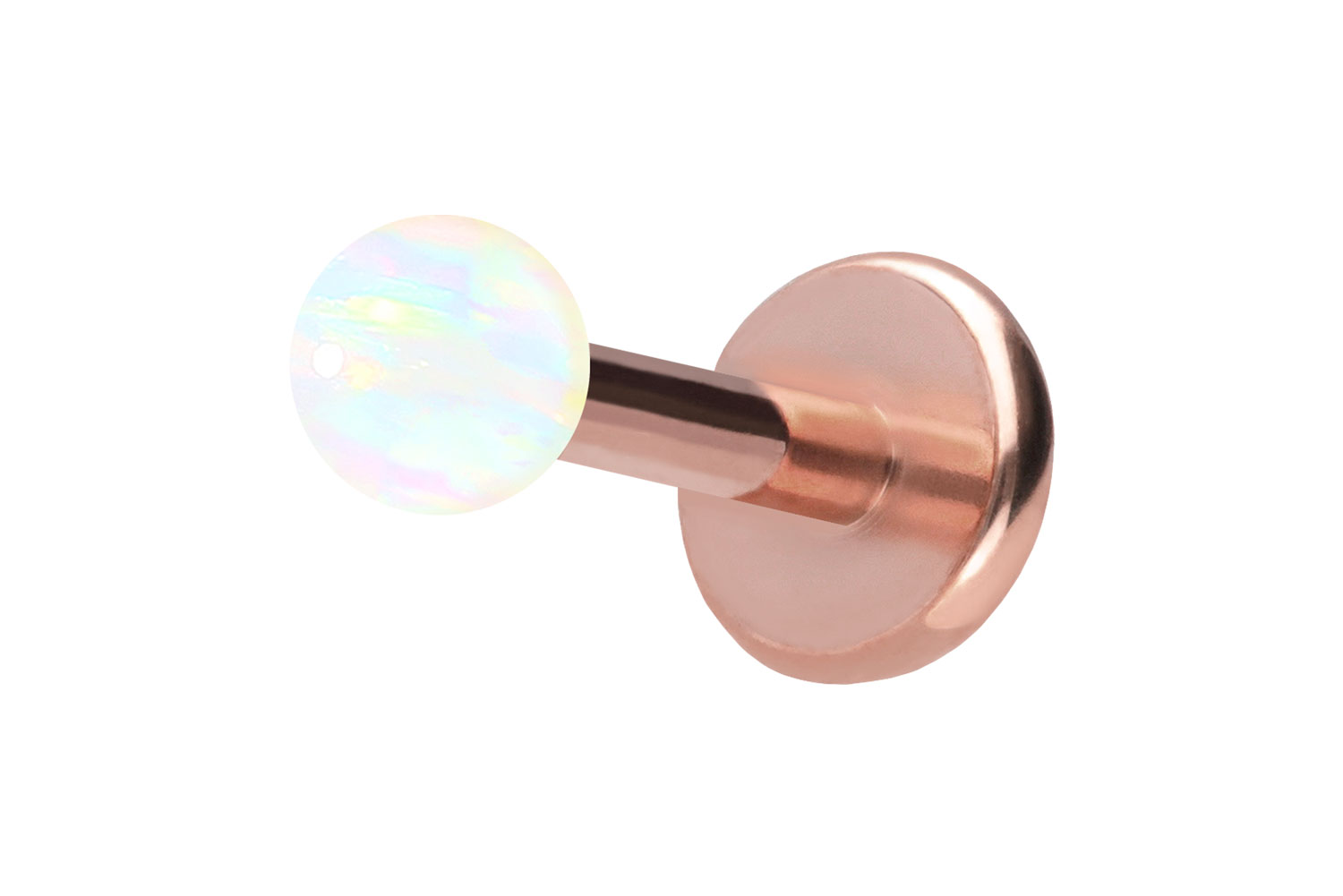 Titan Labret Piercing mit Push Fit SYNTHETISCHER OPAL